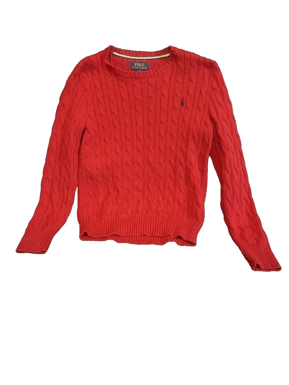 Ralph Lauren Youth Red  Knit Sweater Blue Pony SizeM 10/12